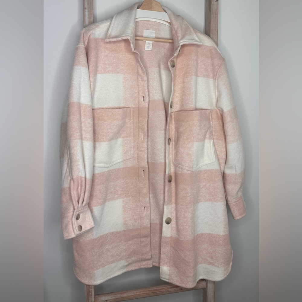 Pink plaid shacket